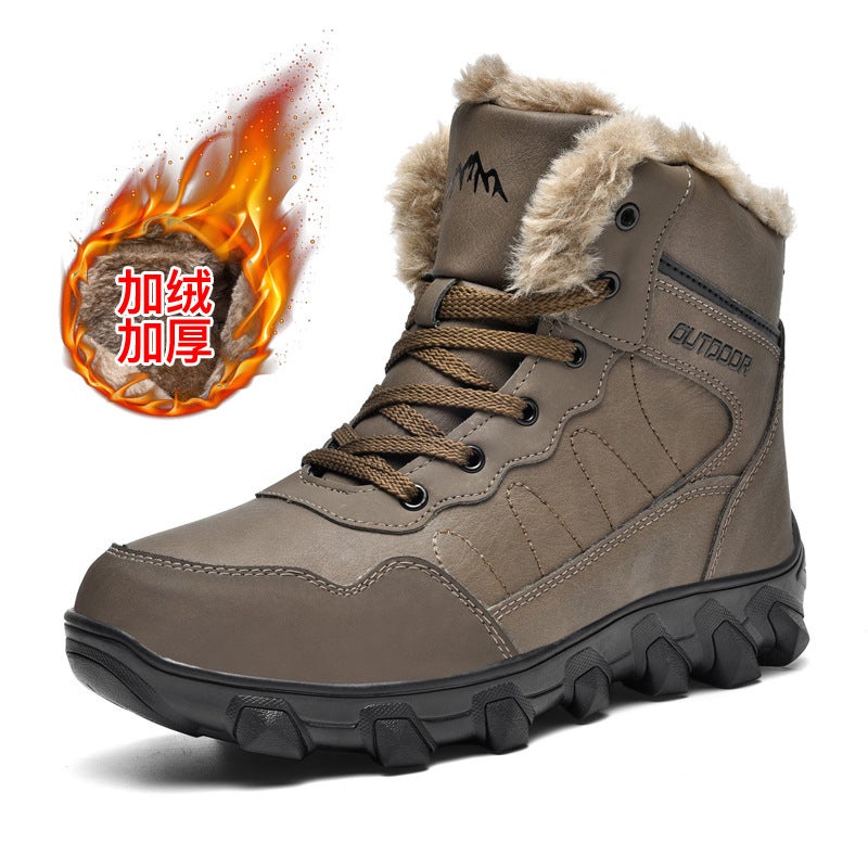 2024 Men'S Plus Size Fleece-Lined Outdoor Hiking Men'S Shoes Waterproof Non-Slip Warm Snow Boots Martin Cotton Shoes Men - Image 3